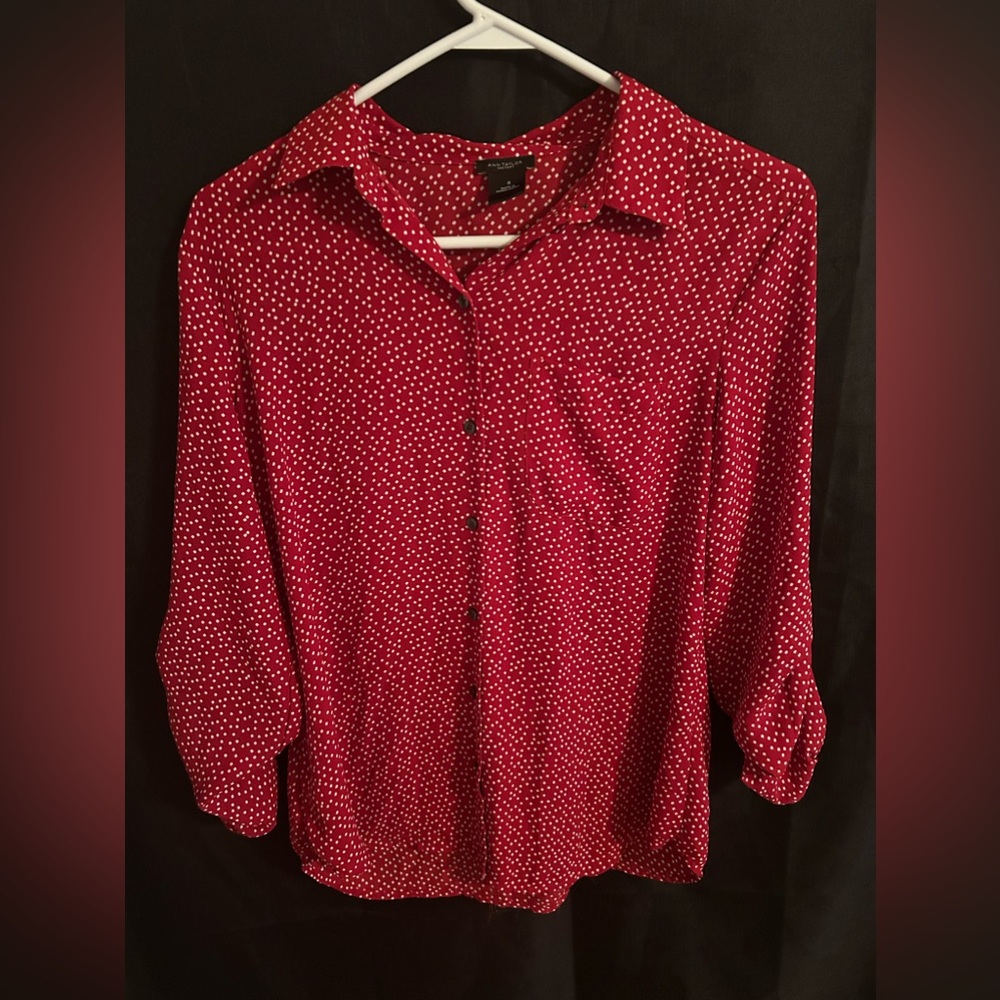 Ann Taylor Factory button down polka dot shirt